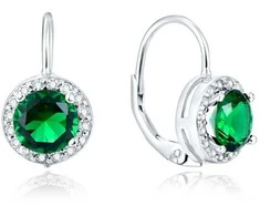 Beneto Sidabrinis earrings with žalias crystals AGUC1157