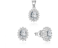 Beneto Elegant sidabrinis jewelry set with zircons AGSET159 (pendant, earrings)