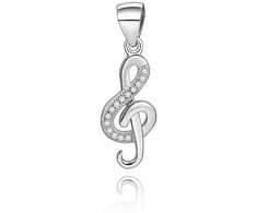 Beneto Sidabrinis pakabukas su cirkoniais Treble clef AGH591