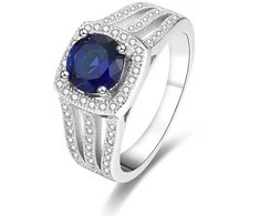Beneto Sidabrinis ring with mėlynas crystal AGG326