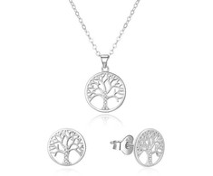 Beneto Sidabrinis jewelry set Tree of Life with zircons AGSET214R (earrings, chain, pendant)