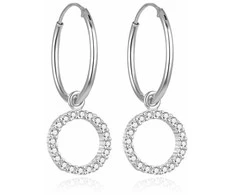 Beneto Stylish round sidabrinis earrings AGUC2060