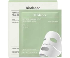 Biodance Raminanti veido kaukė „Gaivinanti jūros dumblių sviesto kaukė“ (tikra giluminė kaukė) 4 vnt.