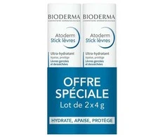 Bioderma Atoderm Ultra-Moisturizing Lip Stick lūpų balzamas, 2 x 4 g