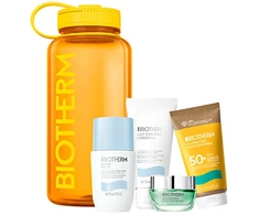 Set Biotherm: Lait Corporel Anti-Dryness Body Milk, 50 ml + Waterlover Anti-Aging Sunscreen Kreminis For Face SPF 50+, 50 ml + Deo Pure 72h Protection Dezodorantas Roll-On For Women, 75 ml + Cera Repair Barrier Repair Kreminis For Face, 15 ml + Biotherm Vanduo Bott