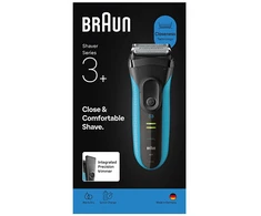 Barzdaskutė „Braun“ 3+ serijos elektrinis skustuvas, precizinis kirptuvas, drėgnam ir sausam skutimui, 3040S - Mėlyna