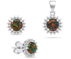 Brilio Silver Brilio Sidabrinis Sidabrinis jewelry set with zircons and opal SET231WBC (pendant, earrings)