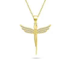 Brilio Silver Brilio Sidabrinis Charming auksinis-plated Angel pakabukas with zircons NCL132Y