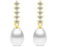Brilio Silver Brilio Sidabrinis Charming auksinis-plated earrings with pearl and zircons EA950Y