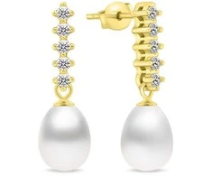Brilio Silver Brilio Sidabrinis Charming auksinis-plated earrings with pearl and zircons EA950Y