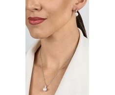 Brilio Silver Gold-plated jewelry set with zircons and pearls SET291Y (pendant, earrings)