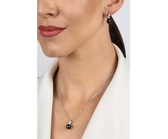 Brilio Silver Gold-plated set with dark pearls and zircons SET291YBC (pendant, earrings)