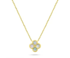 Brilio Silver Charming auksinis-plated pakabukas Baltas Clover NCL222Y