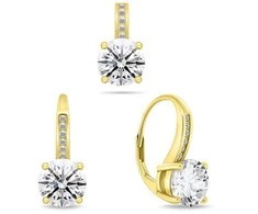Brilio Silver Brilio Sidabrinis Gold-plated jewelry set with cubic zirconias SET241Y (pendant, earrings)