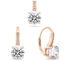 Brilio Silver Brilio Sidabrinis Gold-plated jewelry set with cubic zirconias SET241R (pendant, earrings)