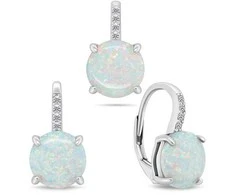 Brilio Silver Brilio Sidabrinis Sidabrinis jewelry set with zircons and baltas opals SET250W (pendant, earrings)