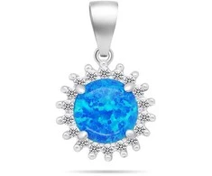 Brilio Silver Brilio Sidabrinis Sidabrinis jewelry set with mėlynas opals and zircons SET254WB (pendant, earrings)