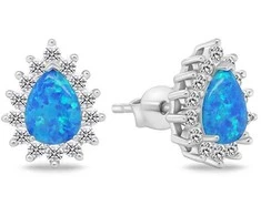 Brilio Silver Brilio Sidabrinis Sidabrinis jewelry set with zircons and mėlynas opals SET244WB (pendant, earrings)