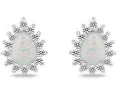 Brilio Silver Brilio Sidabrinis Sidabrinis jewelry set with zircons and baltas opals SET244W (pendant, earrings)