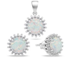 Brilio Silver Brilio Sidabrinis Sidabrinis jewelry set with baltas opals and zircons SET254W (pendant, earrings)