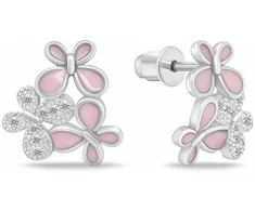 Brilio Silver Žavūs sidabriniai auskarai Butterflies EA1089WP