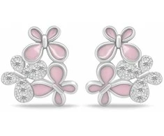 Brilio Silver Žavūs sidabriniai auskarai Butterflies EA1089WP