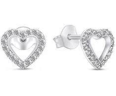 Brilio Silver Charming sidabrinis earrings Hearts with cubic zirconia EA355W