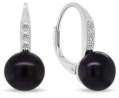 Brilio Silver Jewelry set with dark pearls and zircons SET291WBC (pendant, earrings)