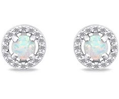 Brilio Silver Brilio Sidabrinis Sidabrinis jewelry set with synthetic opals SET225W (pakabukas, earrings)