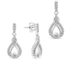 Brilio Silver Charming sidabrinis jewelry set with zircons SET223W (pendant, earrings)