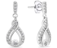 Brilio Silver Charming sidabrinis jewelry set with zircons SET223W (pendant, earrings)