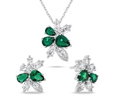 Brilio Silver Brilio Sidabrinis Charming sidabrinis jewelry set with zircons SET248WG (pakabukas, earrings)
