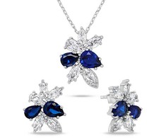 Brilio Silver Brilio Sidabrinis Charming sidabrinis jewelry set with zircons SET248WB (pakabukas, earrings)