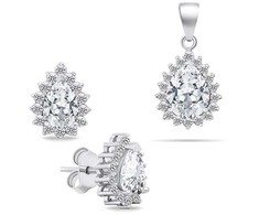 Brilio Silver Brilio Sidabrinis Sidabrinis jewelry set Drop with zircons SET226W (pendant, earrings)
