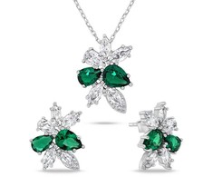 Brilio Silver Brilio Sidabrinis Charming sidabrinis jewelry set with zircons SET248WG (pakabukas, earrings)