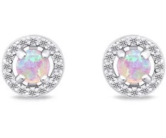 Brilio Silver Brilio Sidabrinis Sidabrinis jewelry set with synthetic opals SET225WP (pakabukas, earrings)