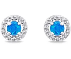Brilio Silver Brilio Sidabrinis Sidabrinis jewelry set with synthetic opals SET225WB (pakabukas, earrings)