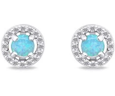 Brilio Silver Brilio Sidabrinis Sidabrinis jewelry set with synthetic opals SET225WLB (pakabukas, earrings)