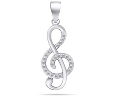 Brilio Silver Brilio Sidabrinis Žavingas sidabrinis pakabukas su cirkoniais Treble clef PT65W