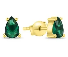 Brilio Silver Brilio Sidabrinis Matching auksinis-plated earrings with žalias zircons EA860YG
