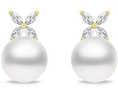 Brilio Silver Brilio Sidabrinis Matching auksinis-plated earrings with pearls and zircons EA971Y