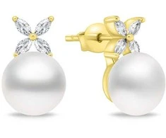 Brilio Silver Brilio Sidabrinis Matching auksinis-plated earrings with pearls and zircons EA971Y