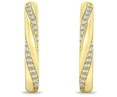 Brilio Silver Matching auksinis-plated oval earrings with clear zircons EA661Y