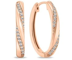 Brilio Silver Brilio Sidabrinis Matching bronze oval earrings with clear zircons EA661R