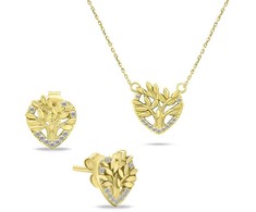 Brilio Silver Brilio Sidabrinis Gold-plated jewelry set Tree of Life with zircons SET236Y (pakabukas, earrings)