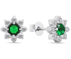 Brilio Silver Brilio Sidabrinis Matching sidabrinis earrings with zircons Flowers EA577WG