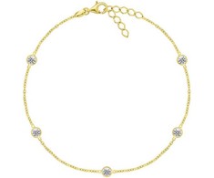 Brilio Silver Brilio Sidabrinis Delicate auksinis-plated anklet with zircons ANK106Y