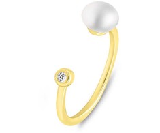 Brilio Silver Brilio Sidabrinis Delicate auksinis-plated ring with a real pearl RI103Y