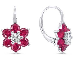 Brilio Silver Brilio Sidabrinis Delicate sidabrinis auskarai su fuksijos cirkoniais Gėlės EA307WR