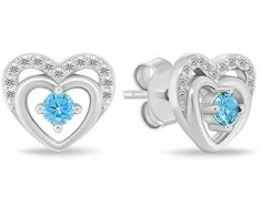 Brilio Silver Jewelry set Hearts with light mėlynas zircons SET295WAQ (chain, pendant, earrings)